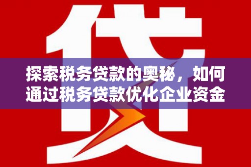 谢通门探索税务贷款的奥秘，如何通过税务贷款优化企业资金流