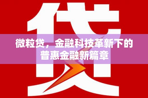 谢通门微粒贷，金融科技革新下的普惠金融新篇章