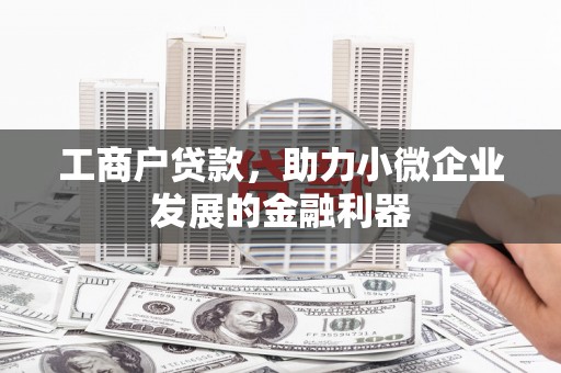 谢通门工商户贷款，助力小微企业发展的金融利器