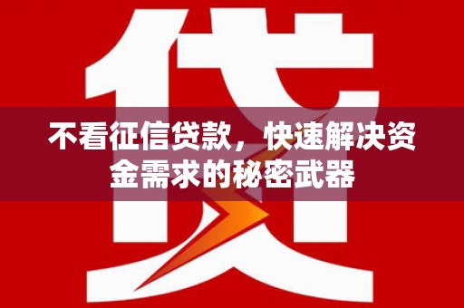 谢通门不看征信贷款，快速解决资金需求的秘密武器