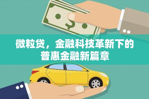 谢通门微粒贷，金融科技革新下的普惠金融新篇章