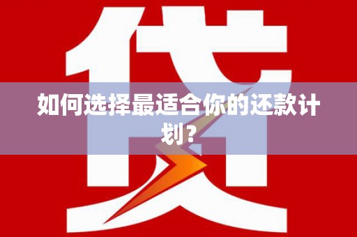谢通门如何选择最适合你的还款计划？